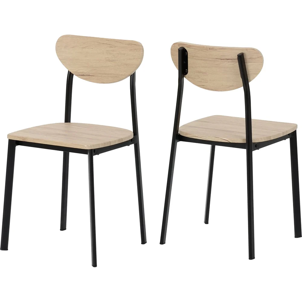 RILEY LARGE DINING SET - BLACK/LIGHT OAK EFFECT VENEER - Image 5