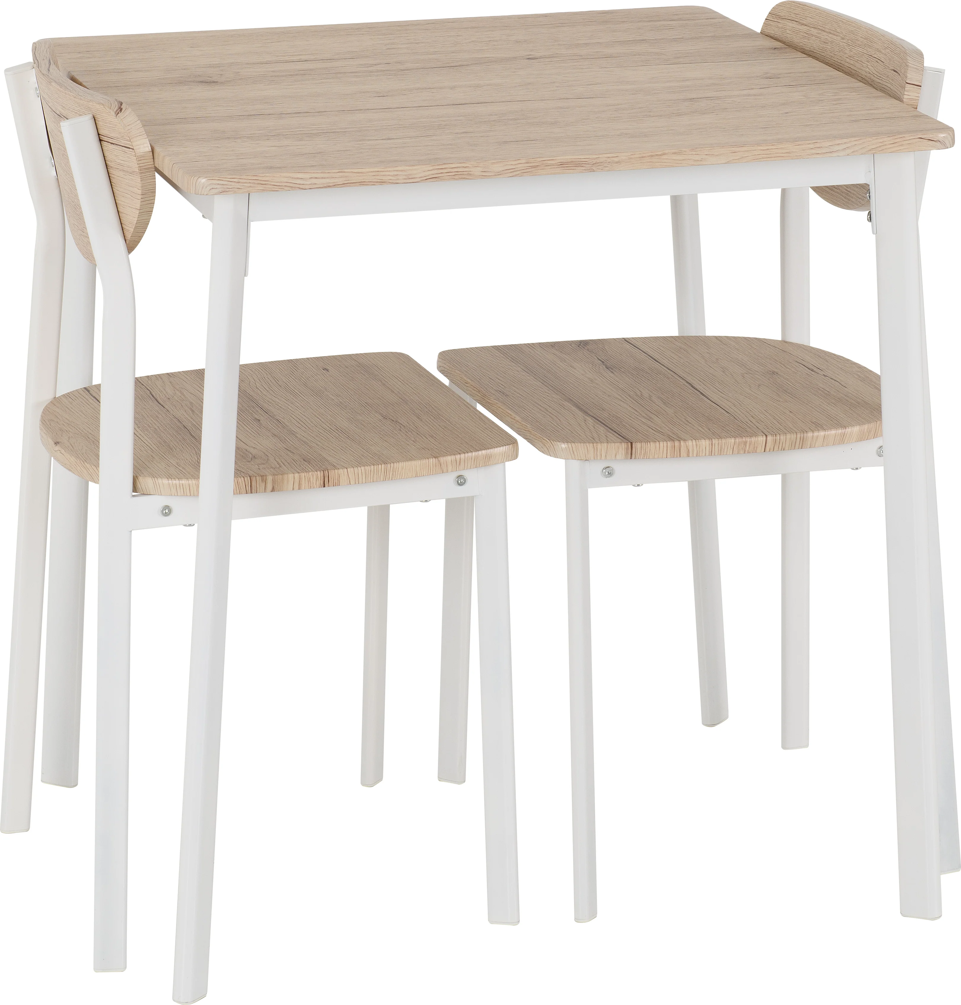 RILEY SMALL DINING SET - WHITE/LIGHT OAK EFFECT VENEER - Image 2