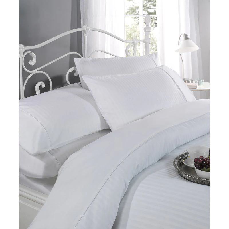 Ritz 300 Thread Count Satin Stripe Duvet Set In White - Image 2