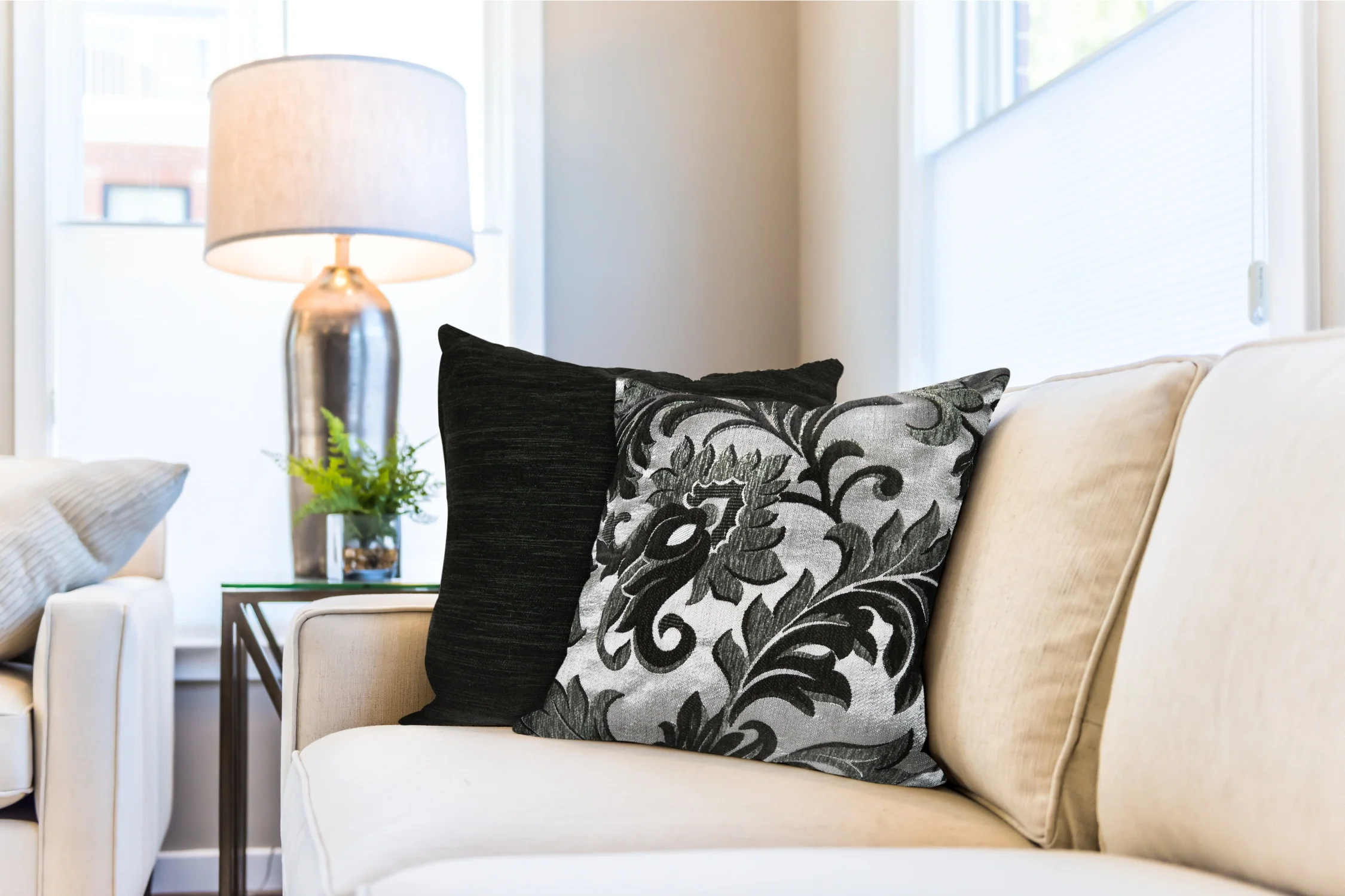 Rome - Damask Chenille Cushion Cover in Black