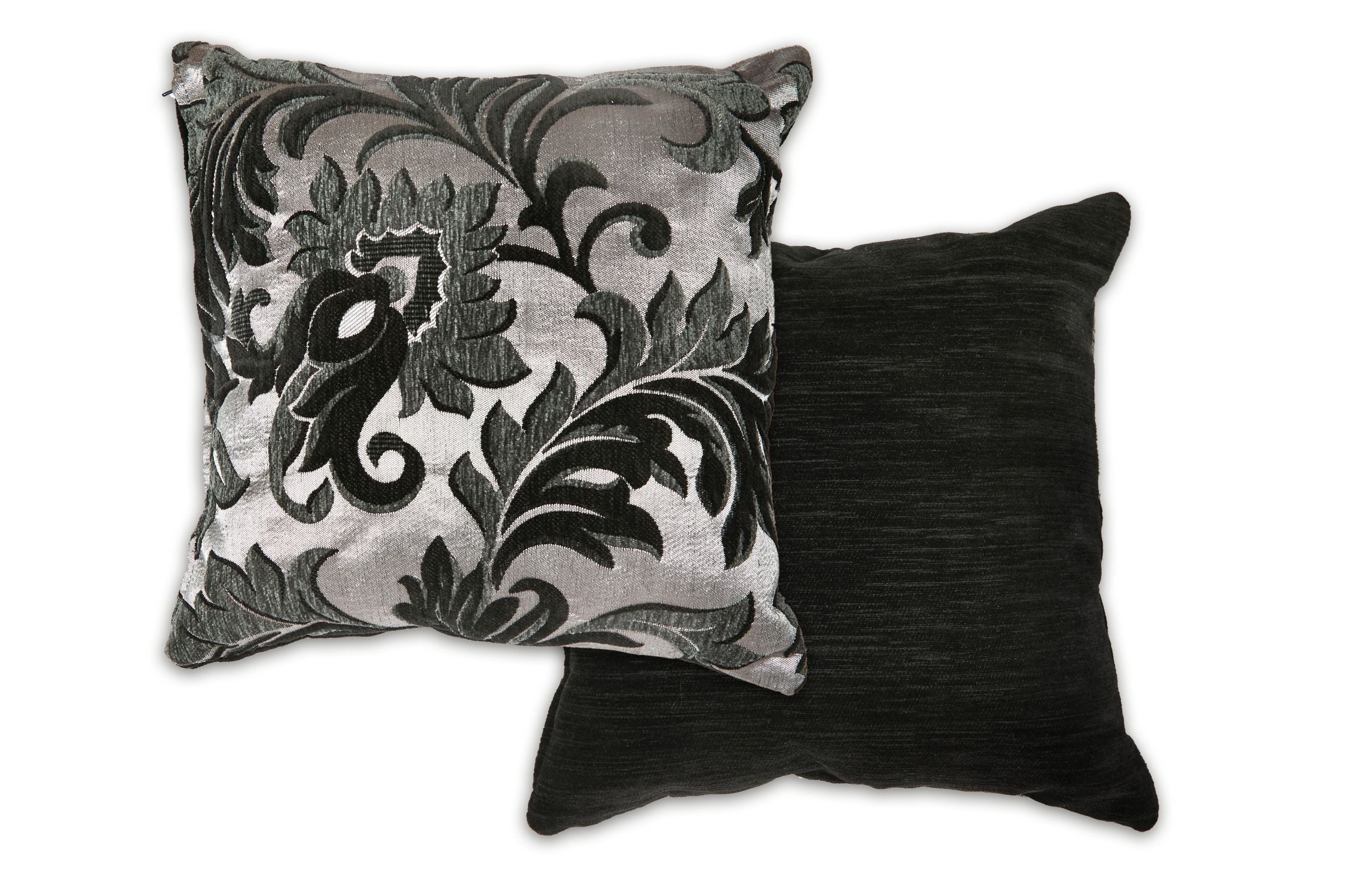 Rome - Damask Chenille Cushion Cover in Black - Image 2