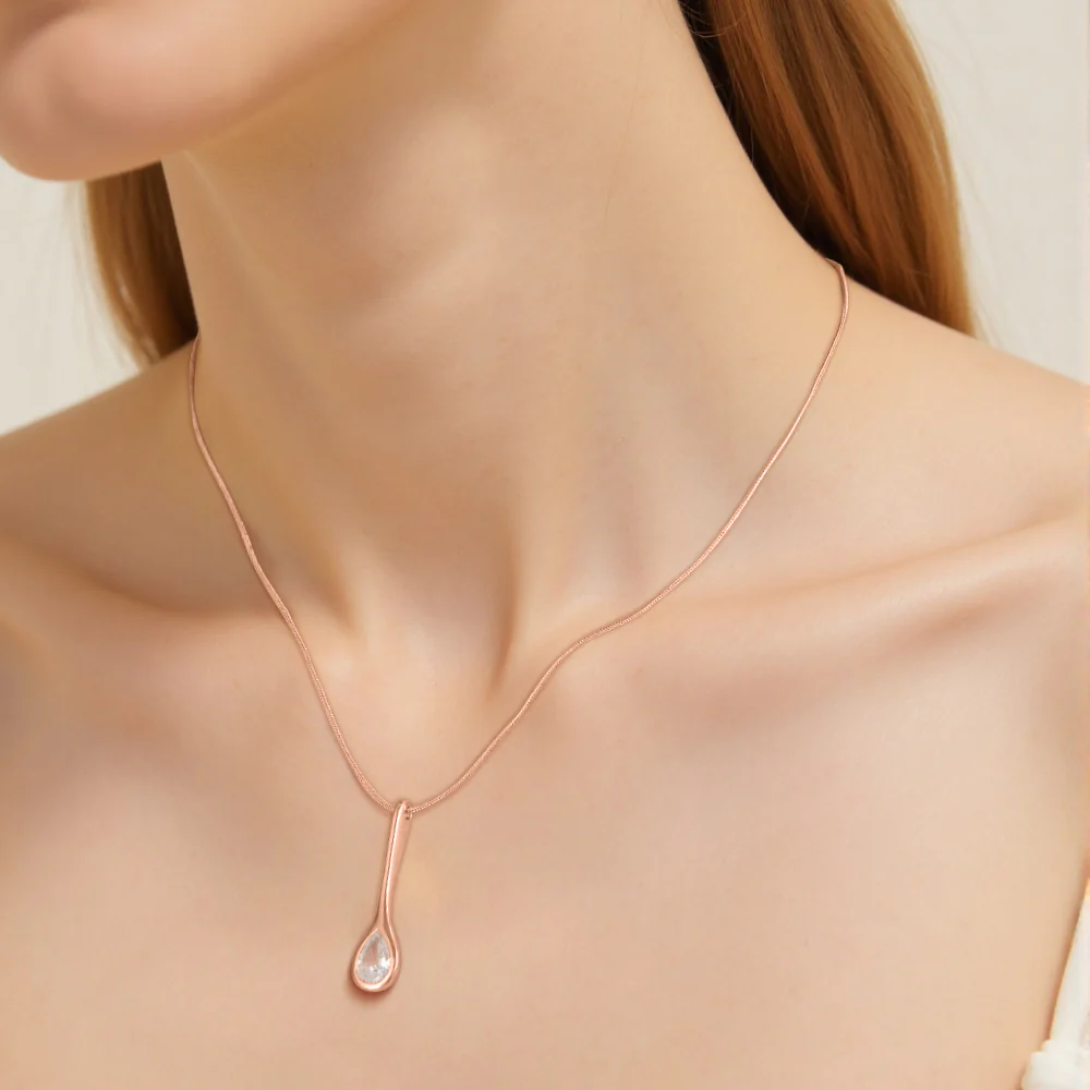 Rose Gold Teardrop Necklace - Image 3