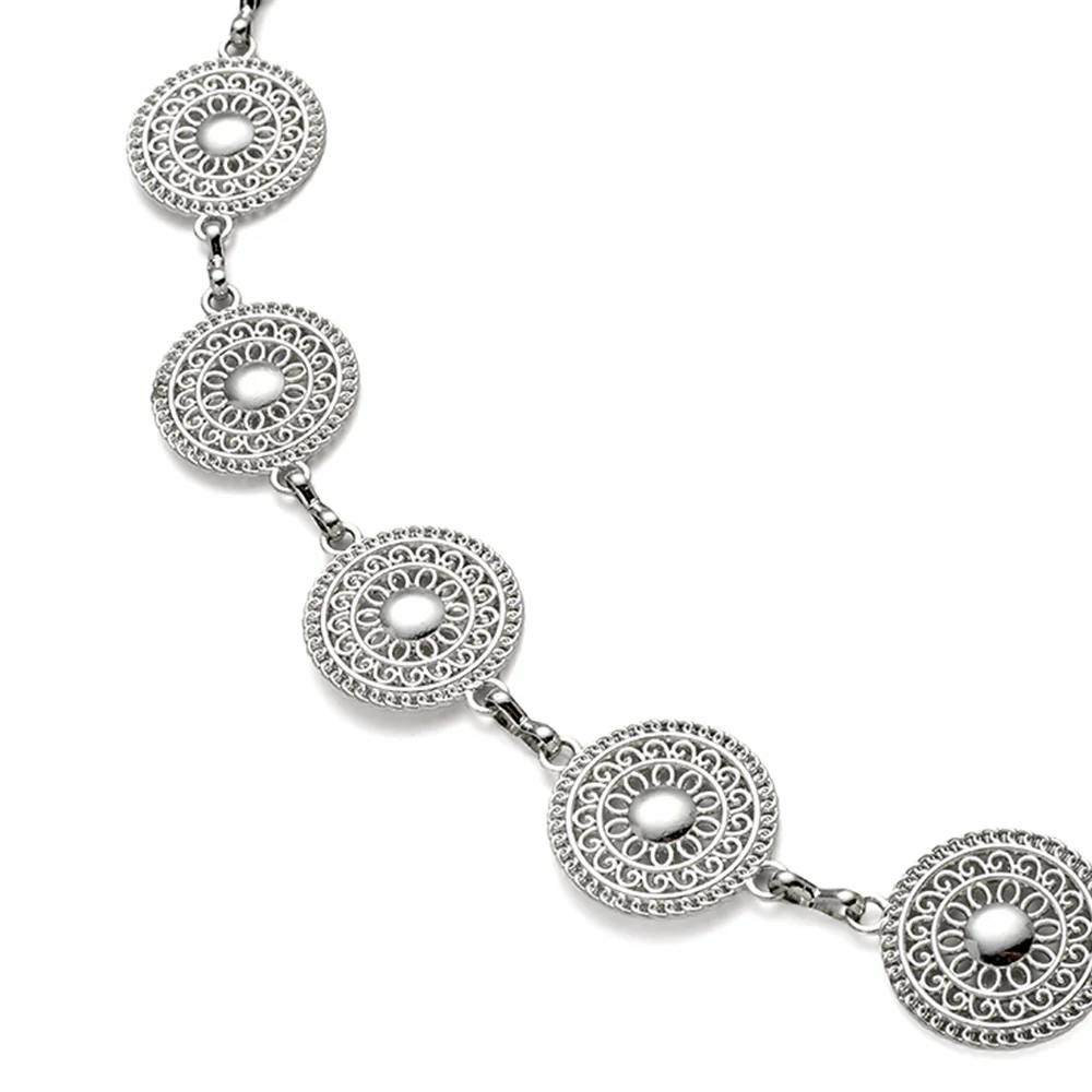 Round Coin-Shaped Charms Adjustable Metal Waist Chain Accessory - Silver - Image 5