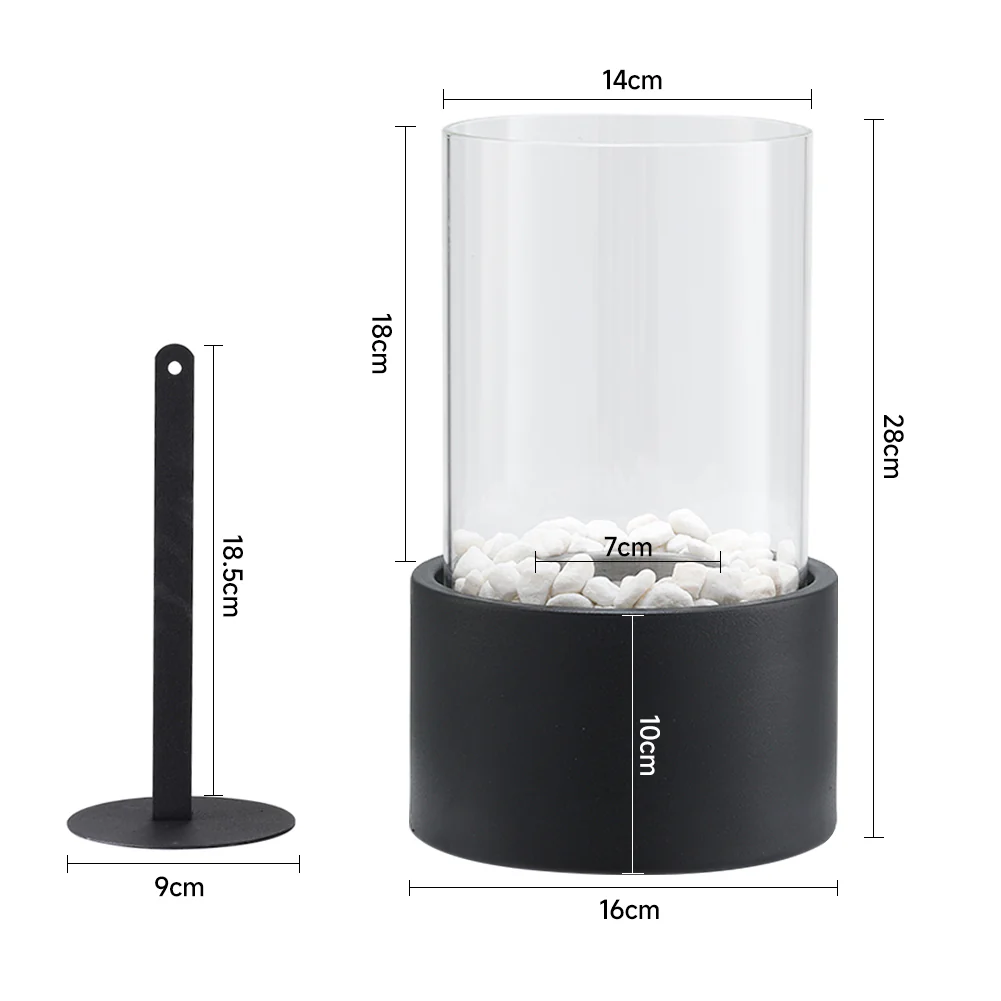 Round Freestanding Tabletop Ventless Ethanol Fireplace with Glass Screen - Image 6
