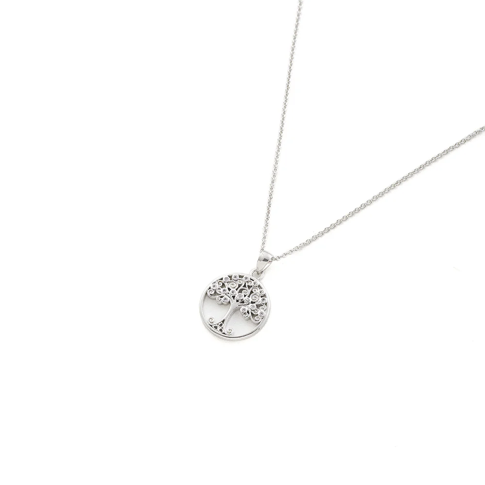 Round Tree Pendant Necklace in Copper with Cubic Zirconia Accents - Image 6