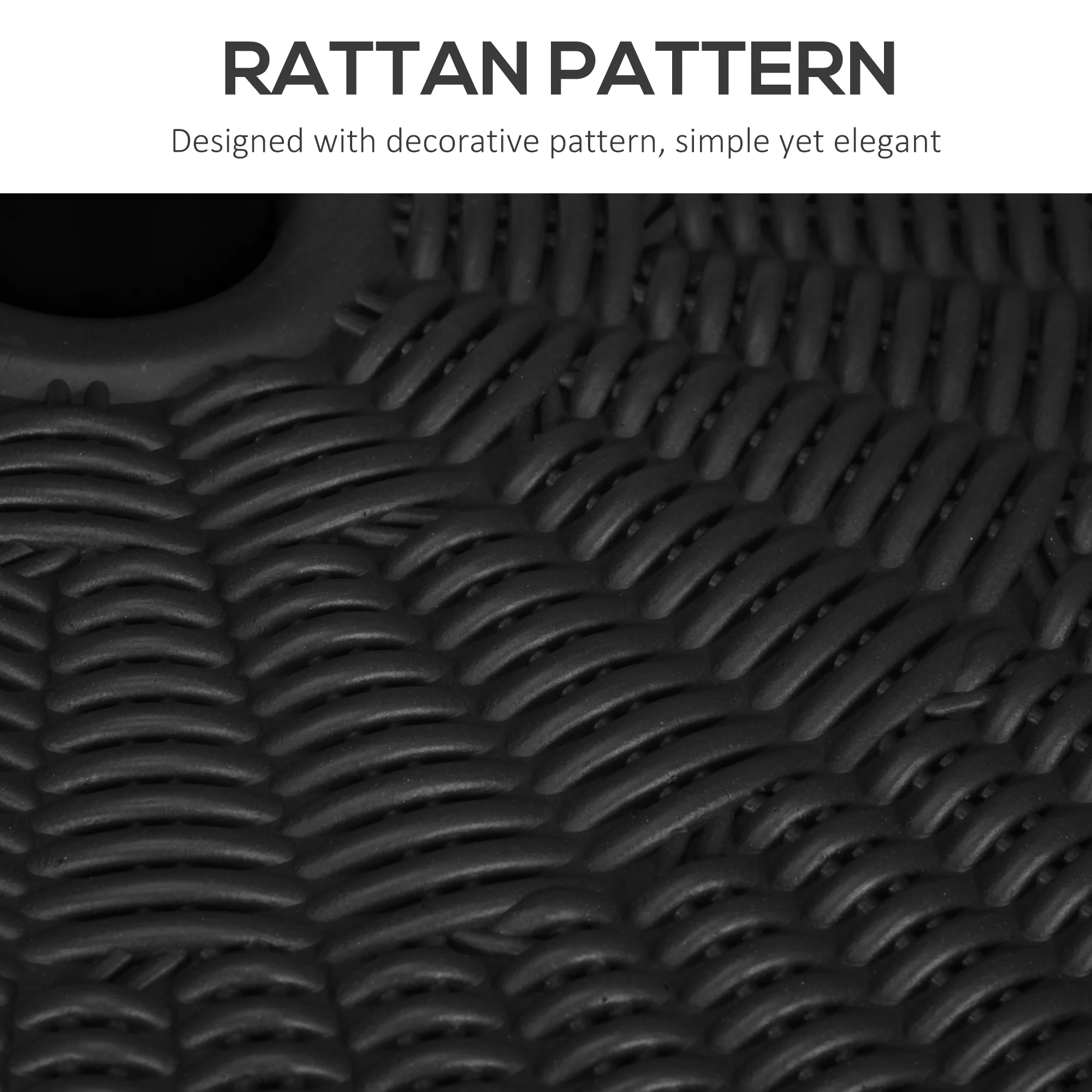 Round Umbrella Parasol Base With Rattan Effect, Plastic Parasol Stand, Black - Image 7