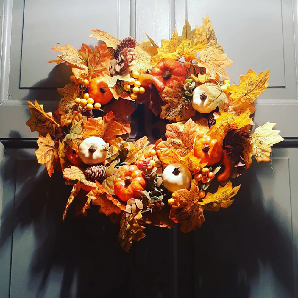 Rustic Fall Maple Leaf Pine Cone Wreath