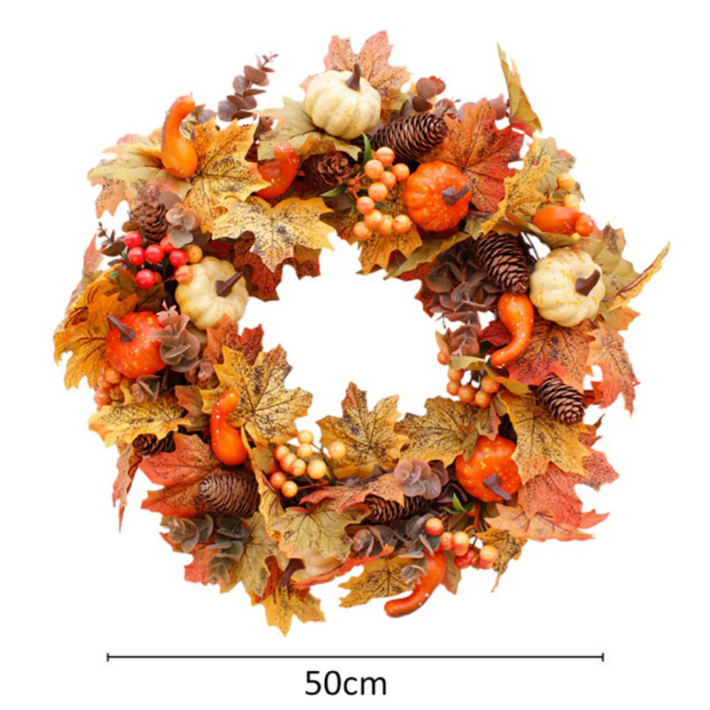 Rustic Fall Maple Leaf Pine Cone Wreath - Image 3