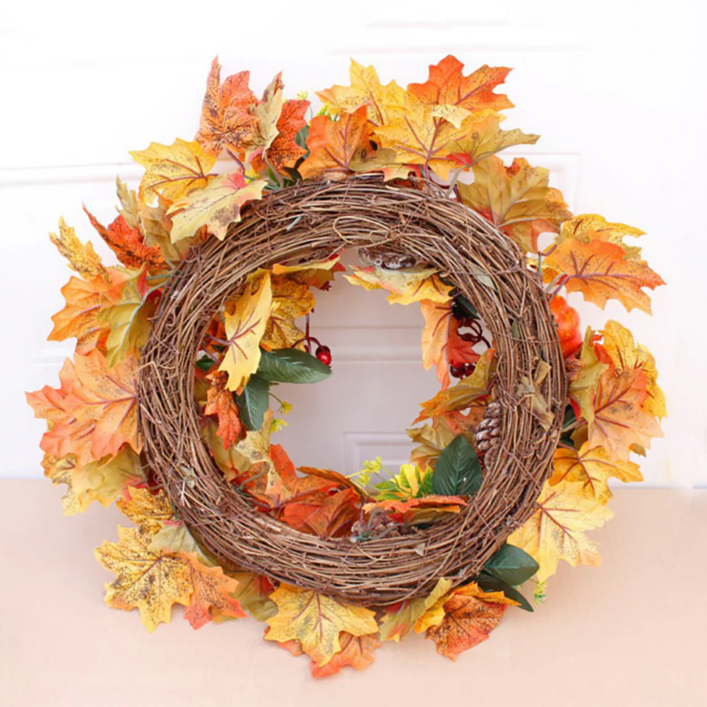 Rustic Fall Maple Leaf Pine Cone Wreath - Image 5