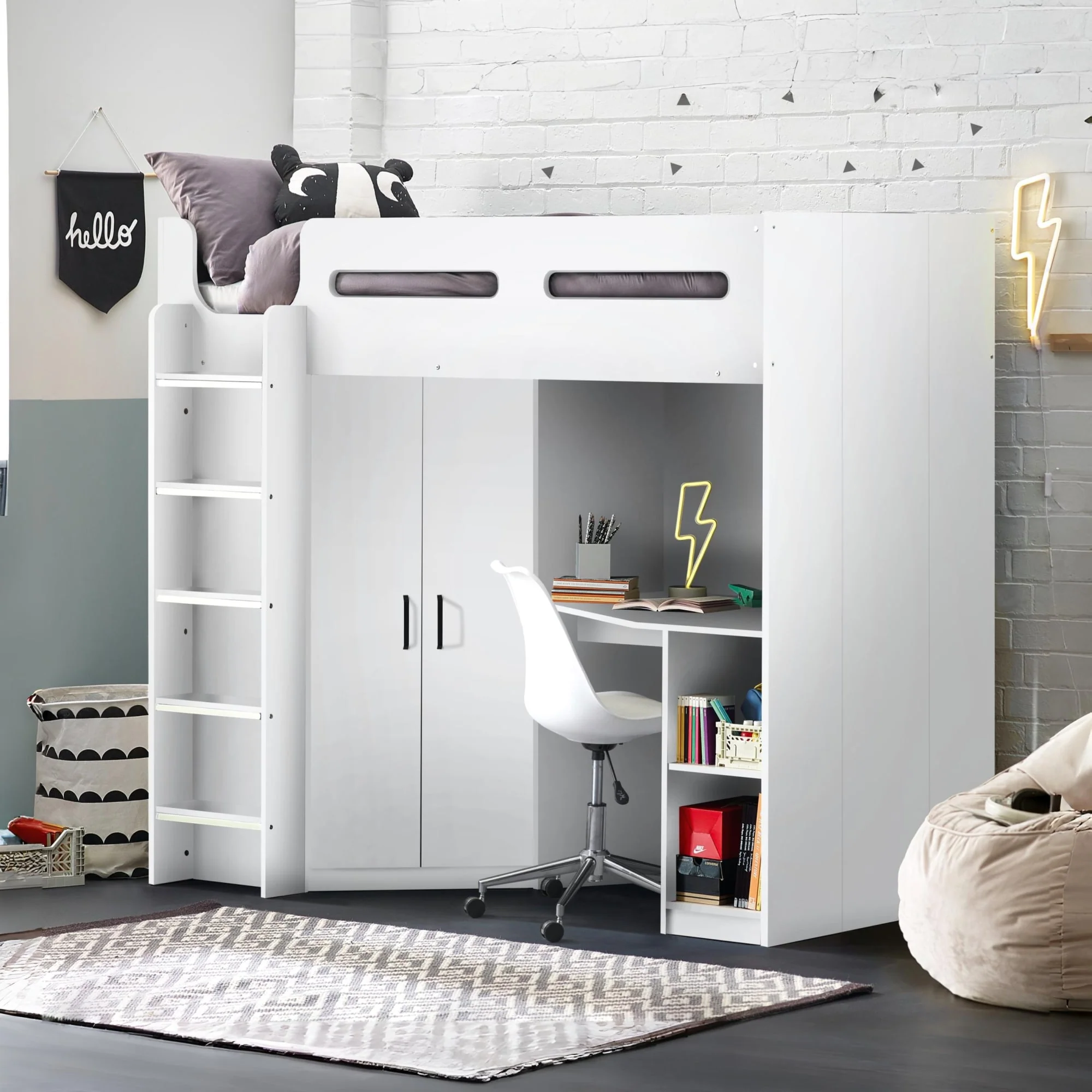 SAMSON HIGH SLEEPER - ALL WHITE