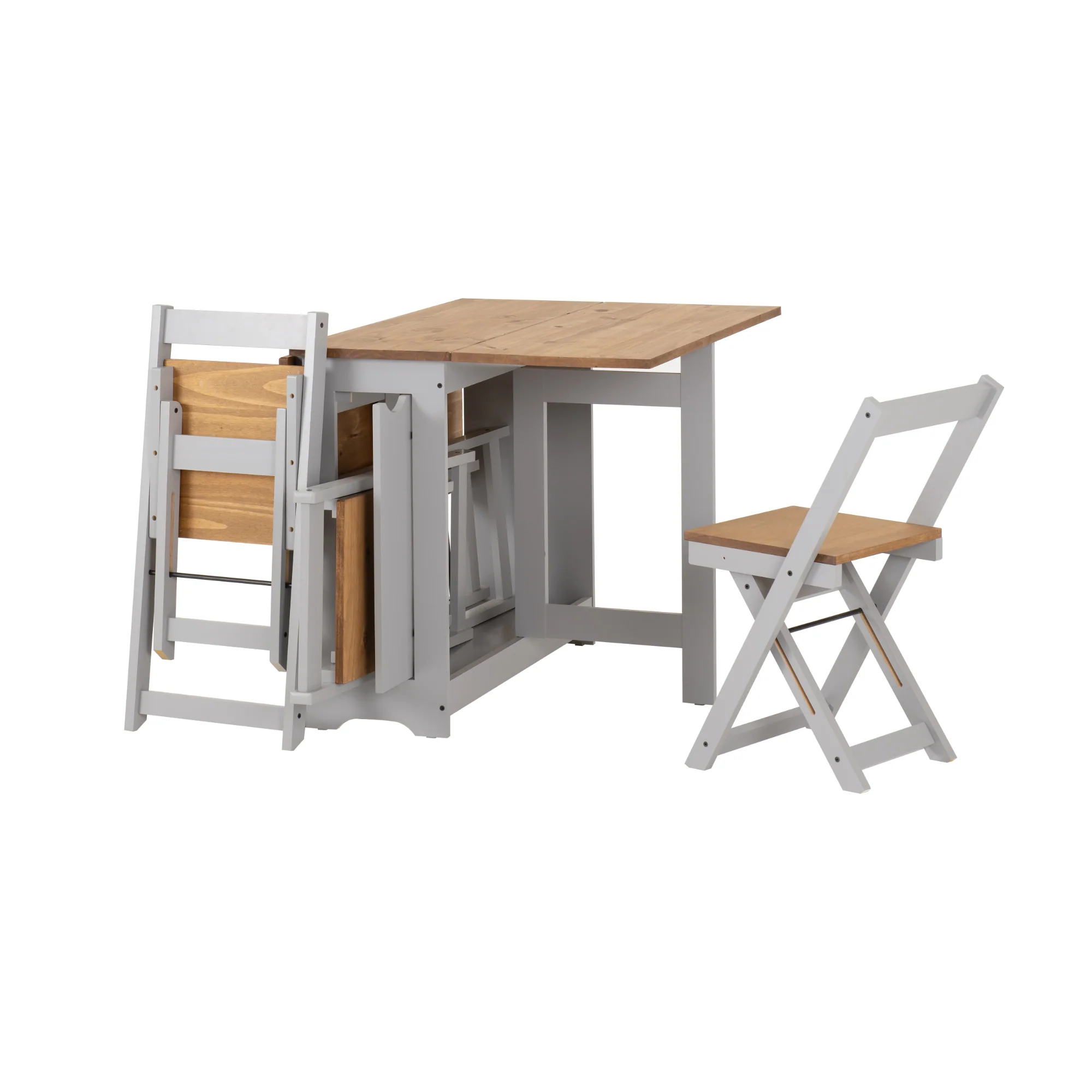 SANTOS BUTTERFLY DINING SET (X4 CHAIRS) - GREY SLATE/DISTRESSED WAXED PINE - Image 2