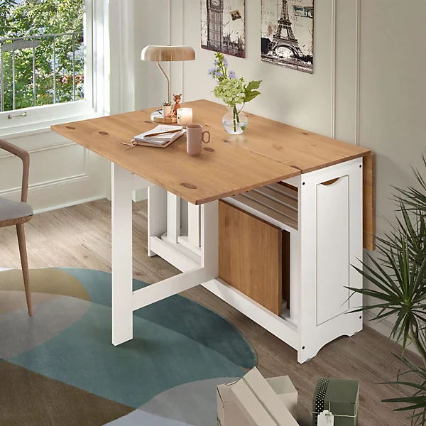 SANTOS BUTTERFLY DINING SET (X4 CHAIRS) - WHITE/DISTRESSED WAXED PINE - Image 11