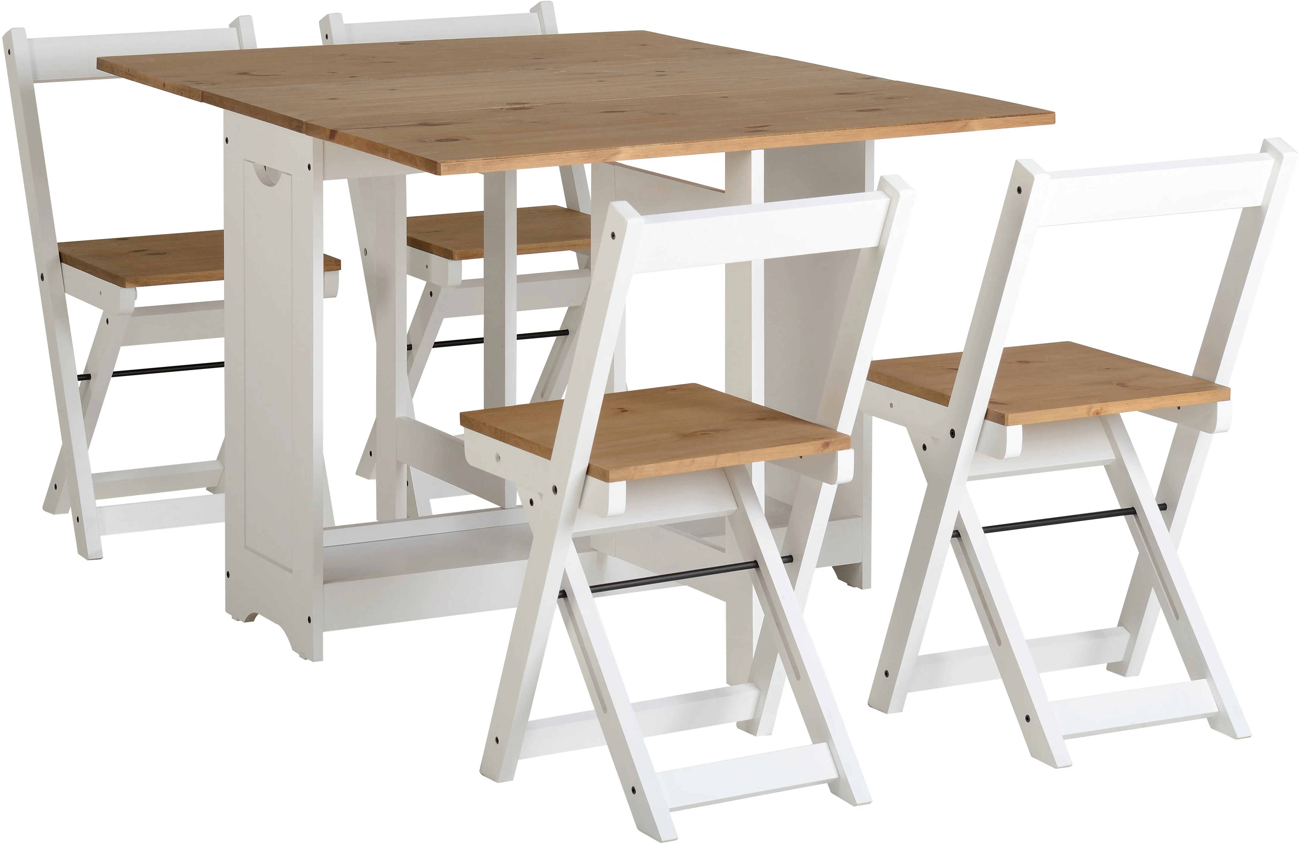 SANTOS BUTTERFLY DINING SET (X4 CHAIRS) - WHITE/DISTRESSED WAXED PINE - Image 2