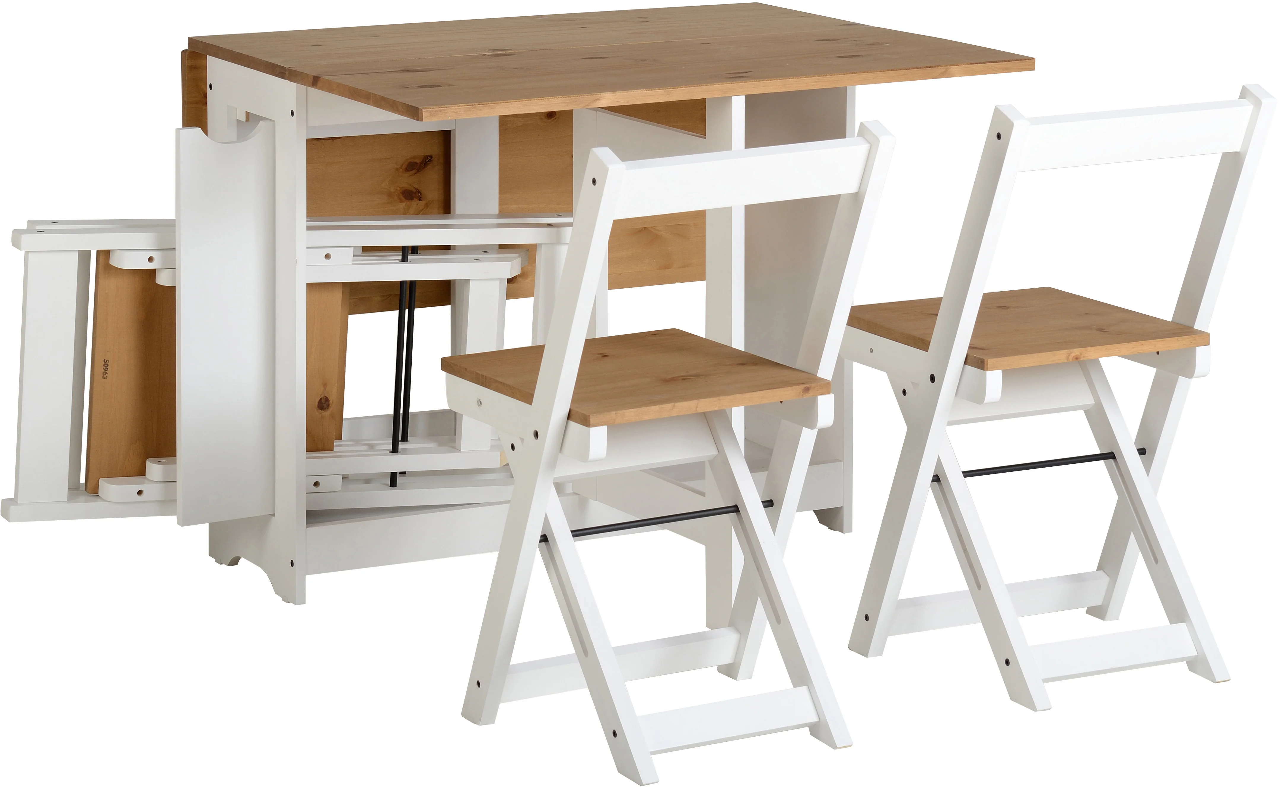SANTOS BUTTERFLY DINING SET (X4 CHAIRS) - WHITE/DISTRESSED WAXED PINE - Image 3
