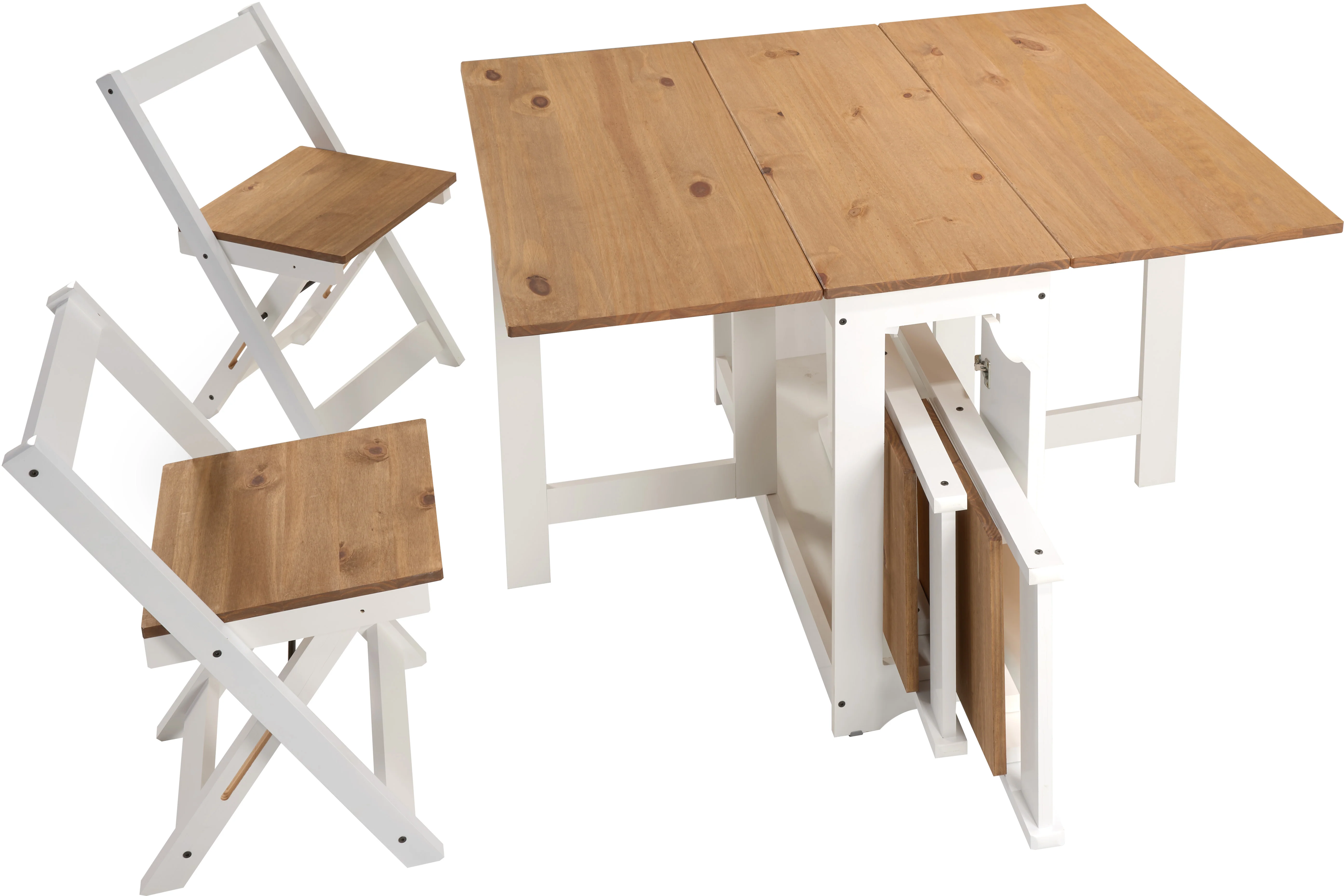 SANTOS BUTTERFLY DINING SET (X4 CHAIRS) - WHITE/DISTRESSED WAXED PINE - Image 4