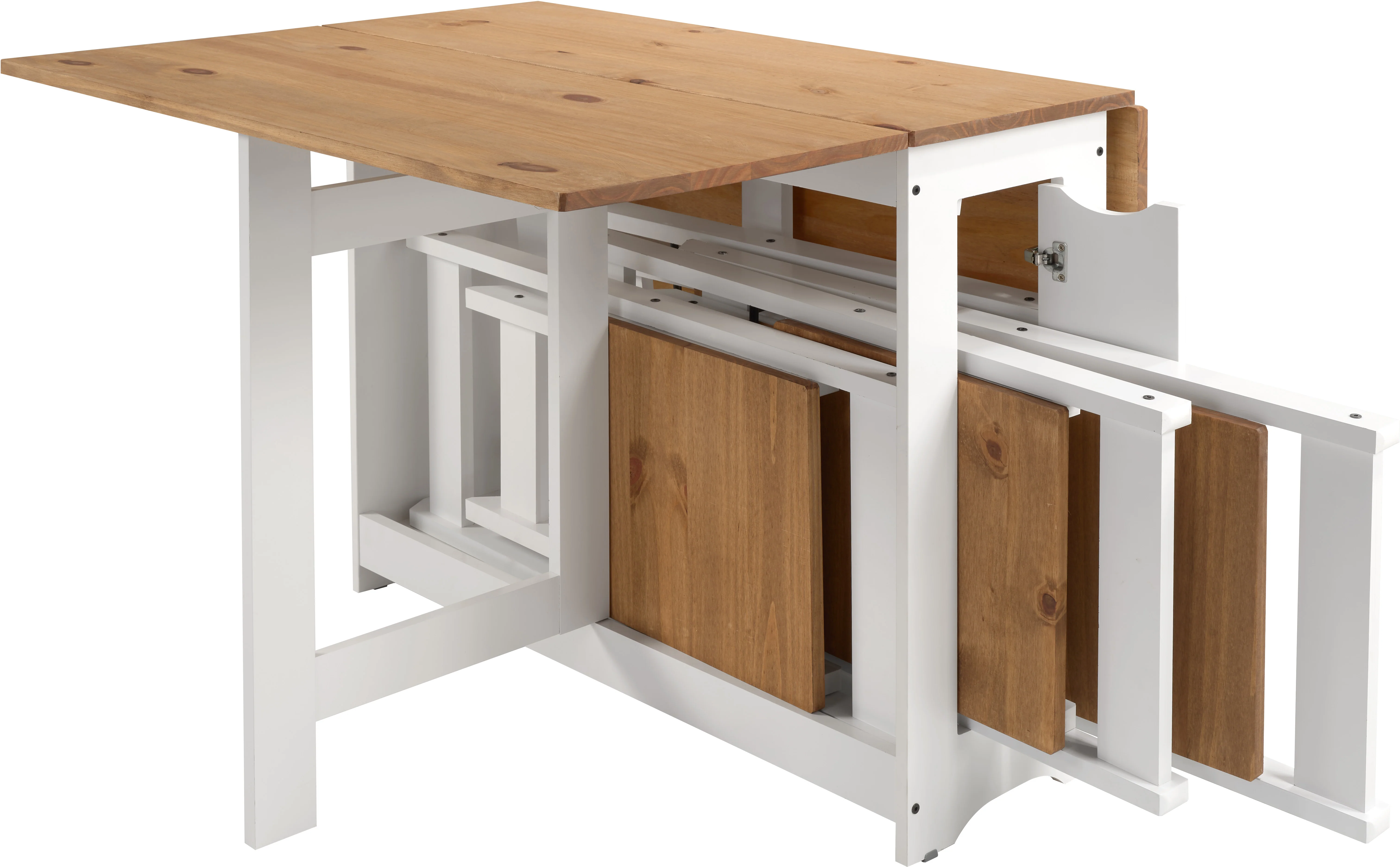 SANTOS BUTTERFLY DINING SET (X4 CHAIRS) - WHITE/DISTRESSED WAXED PINE - Image 6