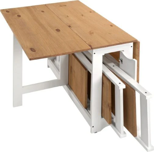 SANTOS BUTTERFLY DINING SET (X4 CHAIRS) - WHITE/DISTRESSED WAXED PINE - Image 7