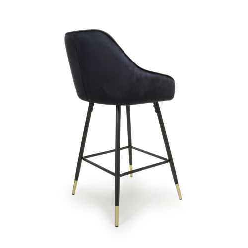 Savanna Brushed Velvet Black Bar Stool - Set Of 2 - Image 2