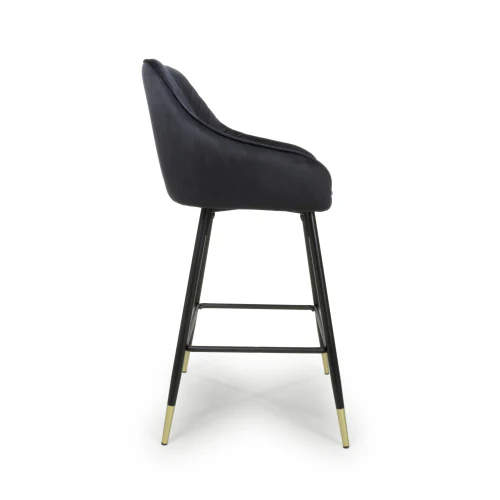 Savanna Brushed Velvet Black Bar Stool - Set Of 2 - Image 3