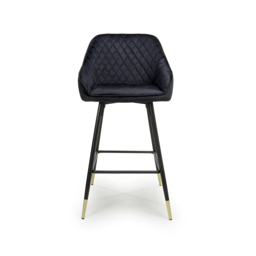 Savanna Brushed Velvet Black Bar Stool - Set Of 2 - Image 4