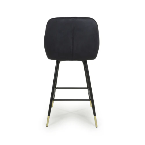 Savanna Brushed Velvet Black Bar Stool - Set Of 2 - Image 5