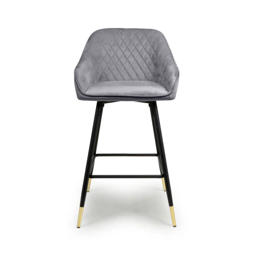 Savanna Brushed Velvet Grey Bar Stool - Set Of 2 - Image 4