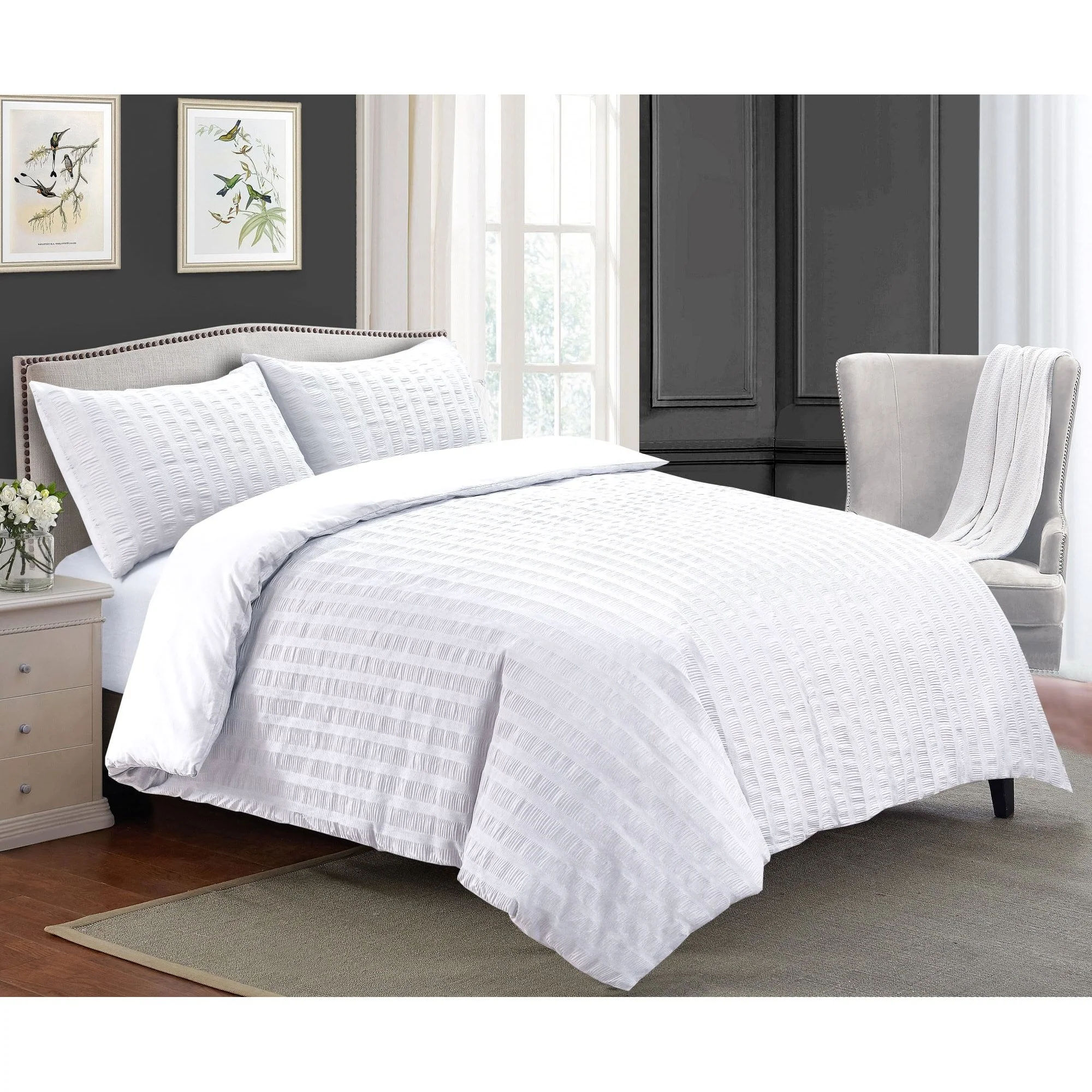 Seersucker Duvet Set - White - Image 2