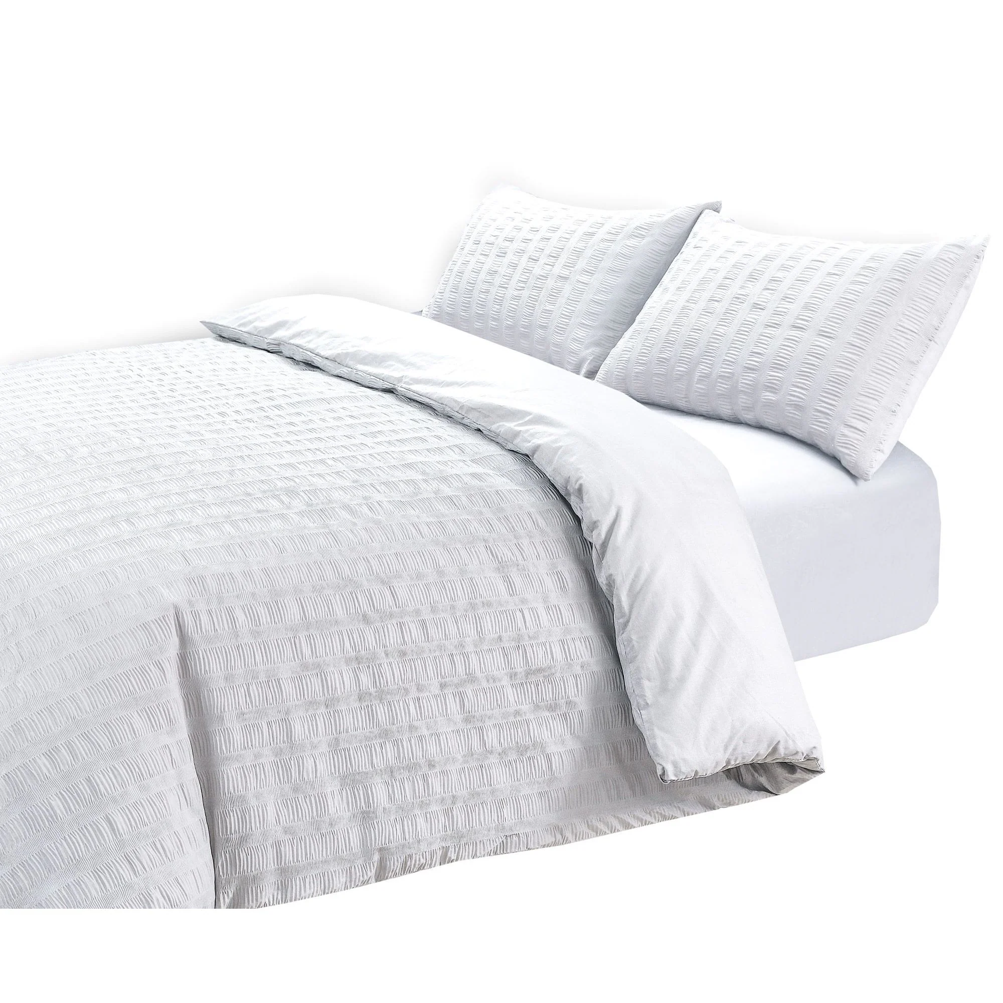Seersucker Duvet Set - White - Image 3