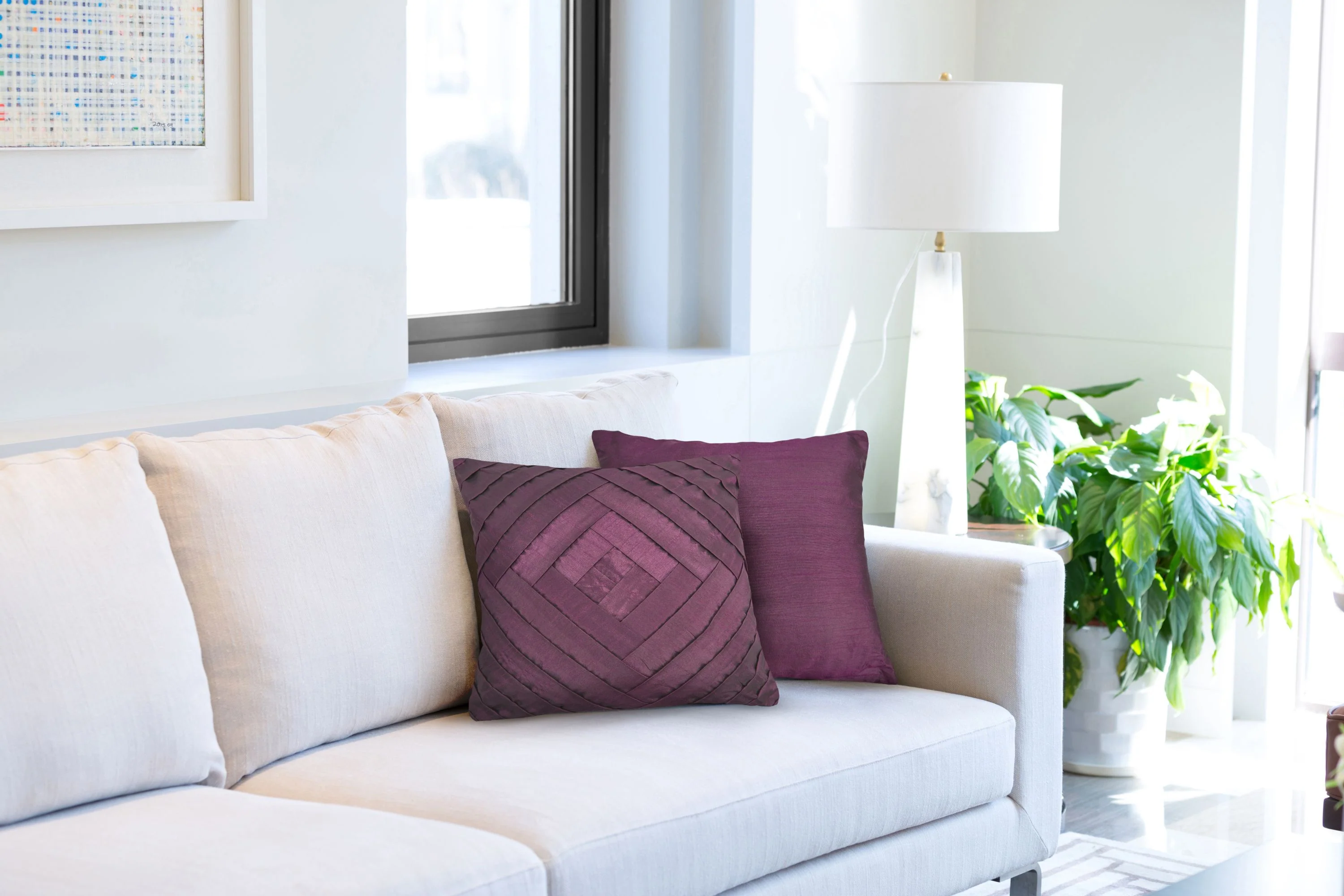 Serenity - Pleated Cushion Cover in Plum - Image 2