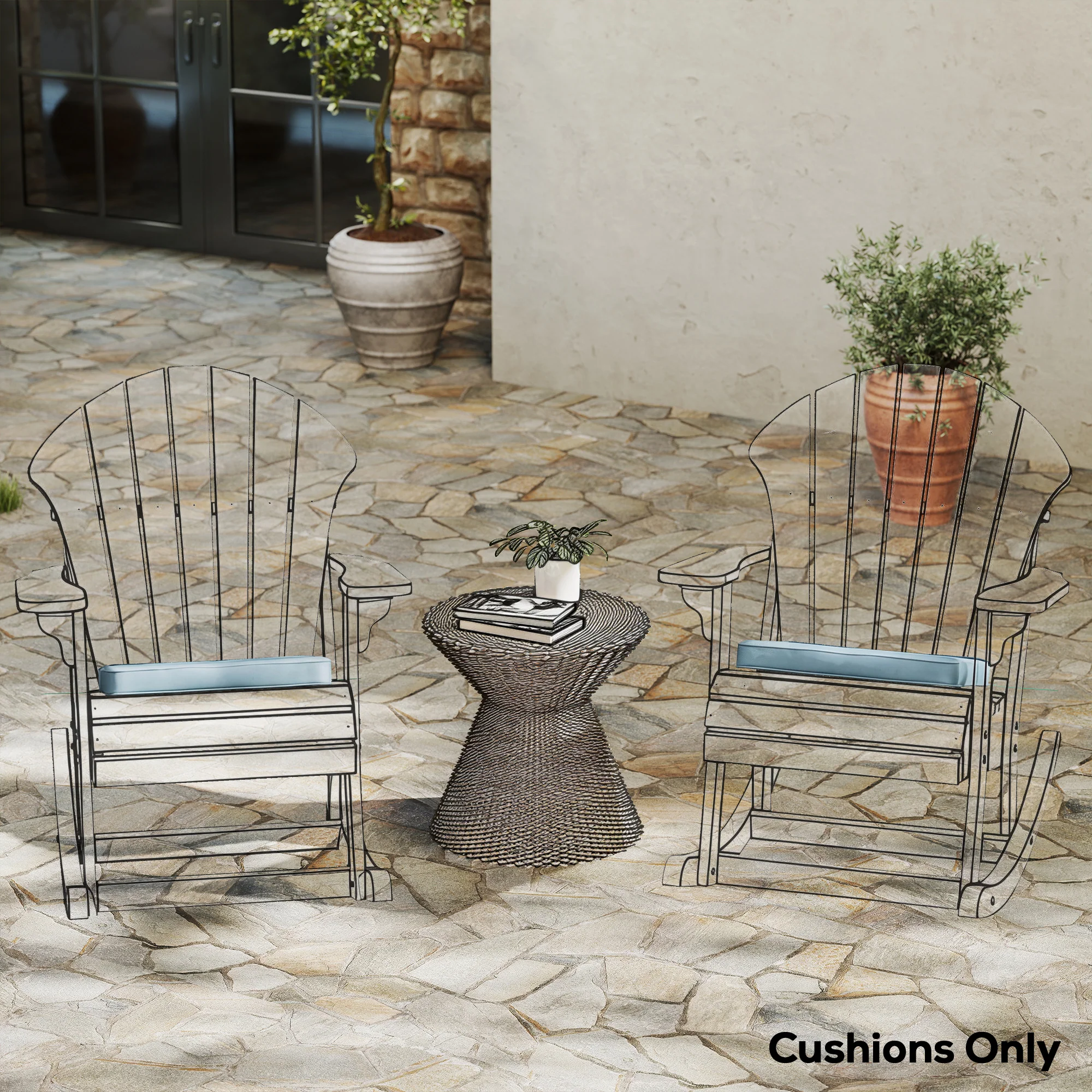 Set of 6 Chair Cushion Seat Pads with Removable Tie, Light Grey - Image 2