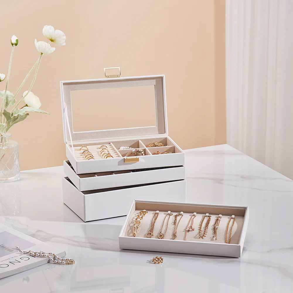 Sheonly 4-Tier Jewellery Storage Box With Transparent Lid - Image 2