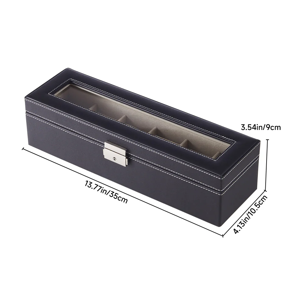 Sheonly 6-Slot Elegant Faux Leather Watch Display Case - Image 11