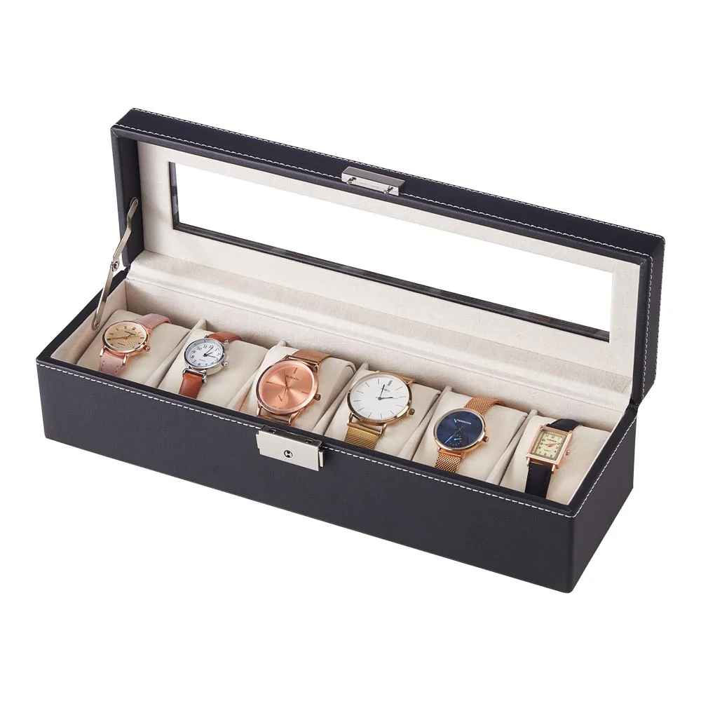 Sheonly 6-Slot Elegant Faux Leather Watch Display Case - Image 5