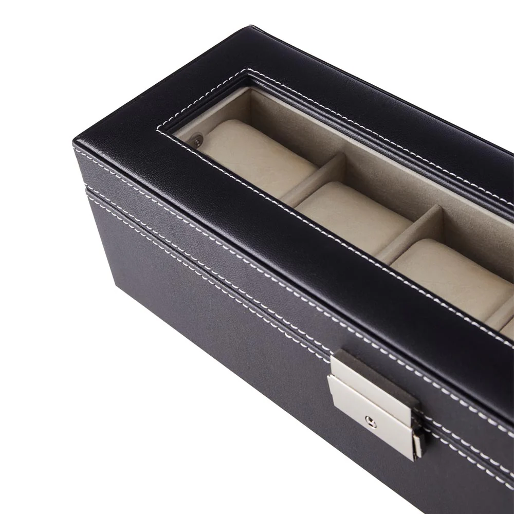 Sheonly 6-Slot Elegant Faux Leather Watch Display Case - Image 7