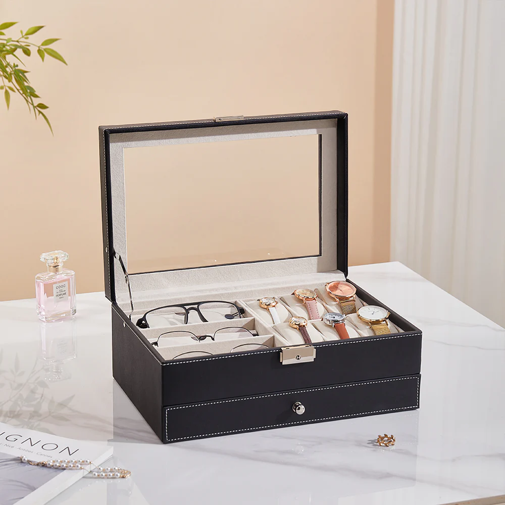 Sheonly Black Jewellery Storage Box with Transparent Lid - Image 2