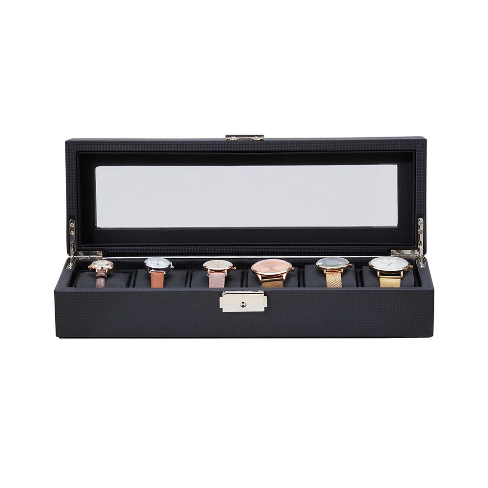 Sheonly Elegant Faux Leather Watch Display Case with 6 Slots - Image 3