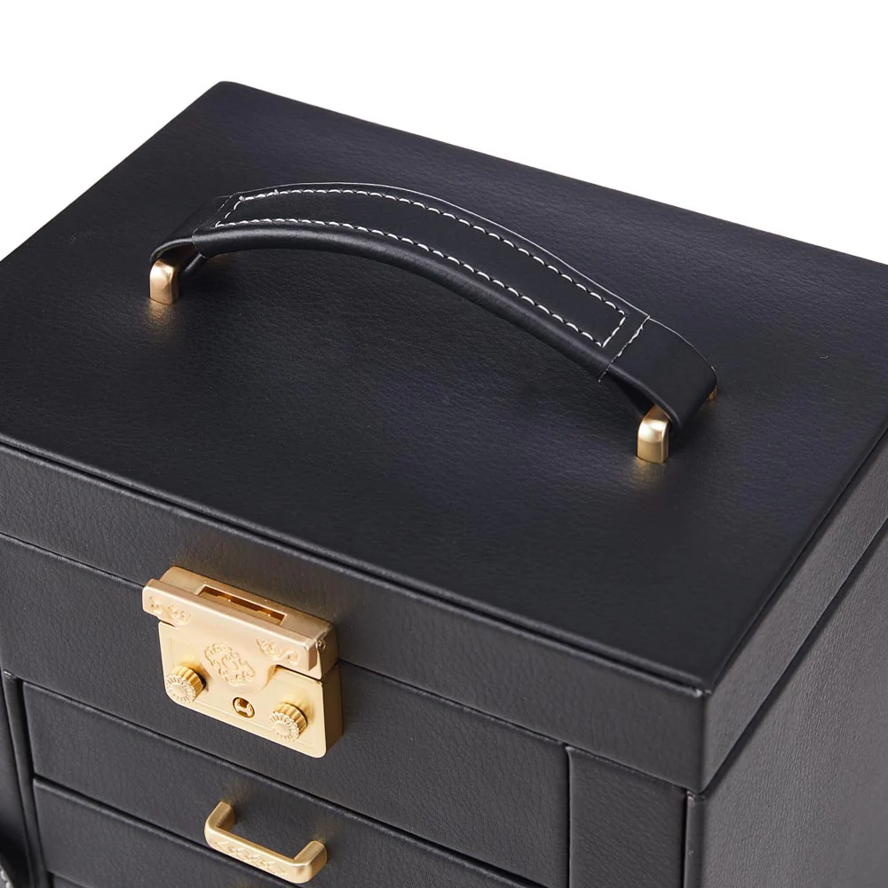 Sheonly Faux Leather Large Jewellery Storage Box with Mirror - Image 6