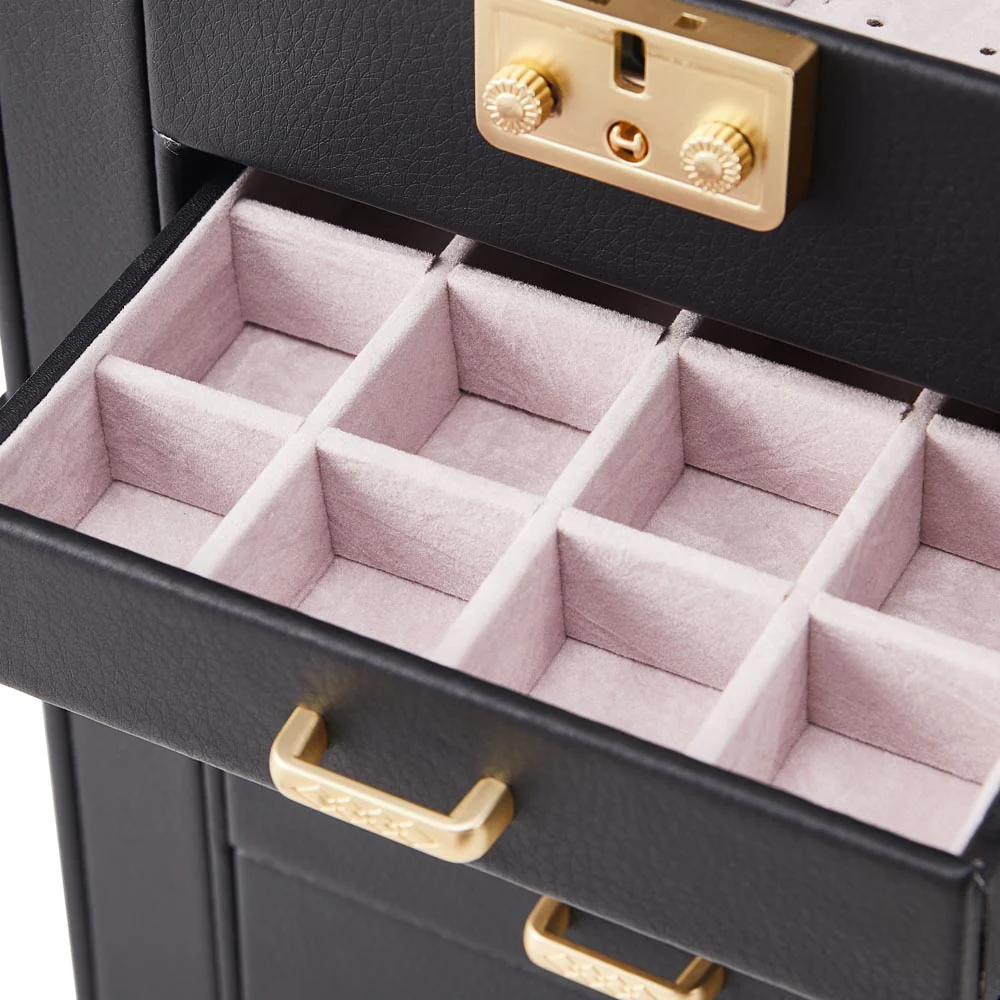 Sheonly Faux Leather Large Jewellery Storage Box with Mirror - Image 8