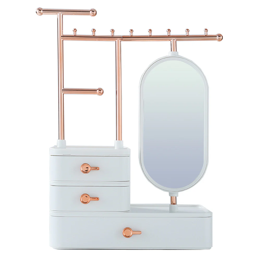 Sheonly Jewelry Organizer with Rotating Mirror and Makeup Storage Box - Image 6