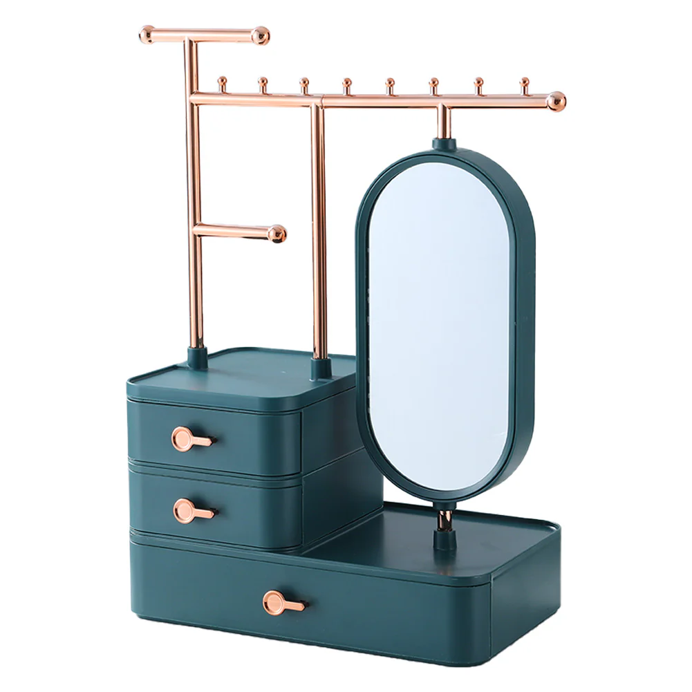 Sheonly Jewelry Organizer with Rotating Mirror and Makeup Storage Box - Image 5