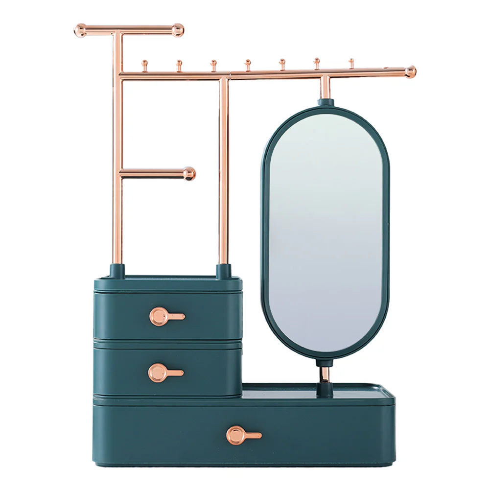 Sheonly Jewelry Organizer with Rotating Mirror and Makeup Storage Box - Image 6