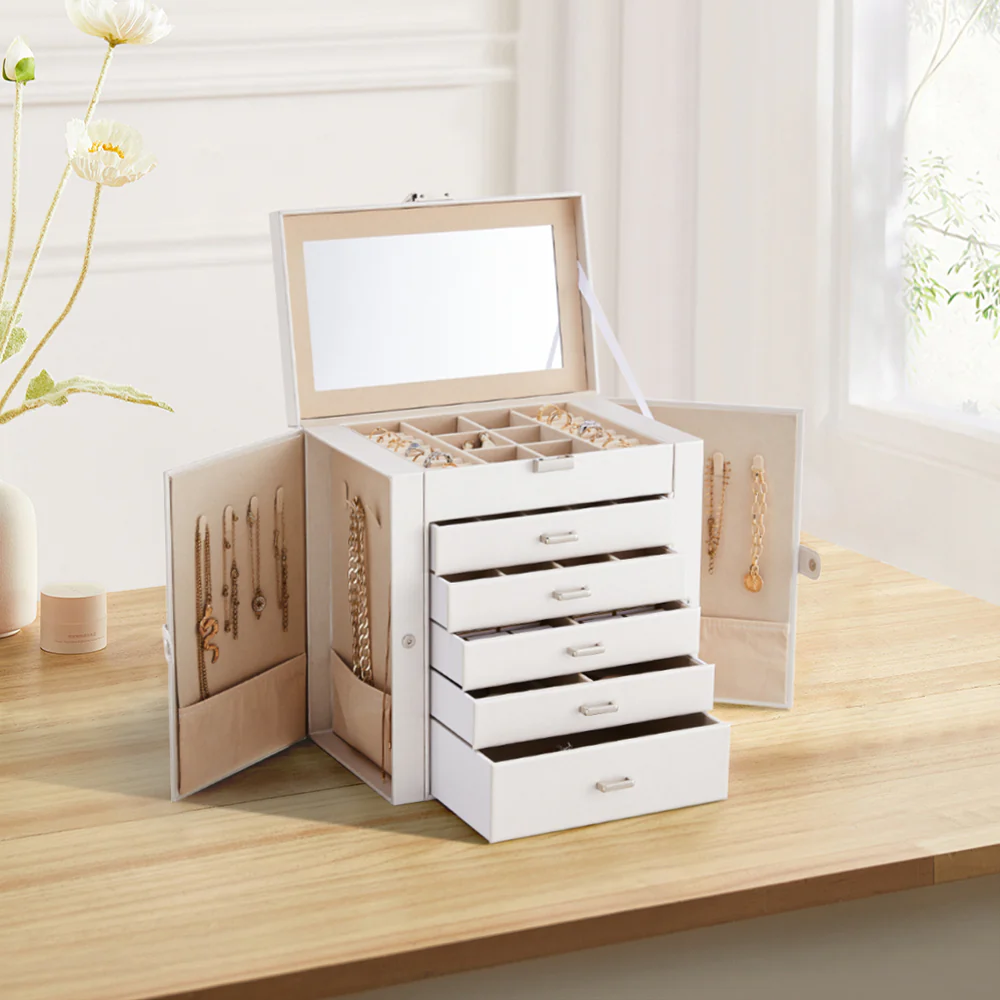 Sheonly Large Jewellery Box with Drawers and Mirror - Image 2