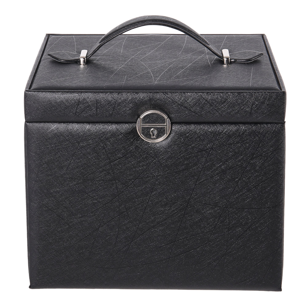 Sheonly Large Multi Tier Faux Leather Jewellery Storage Box with Handle - Image 3