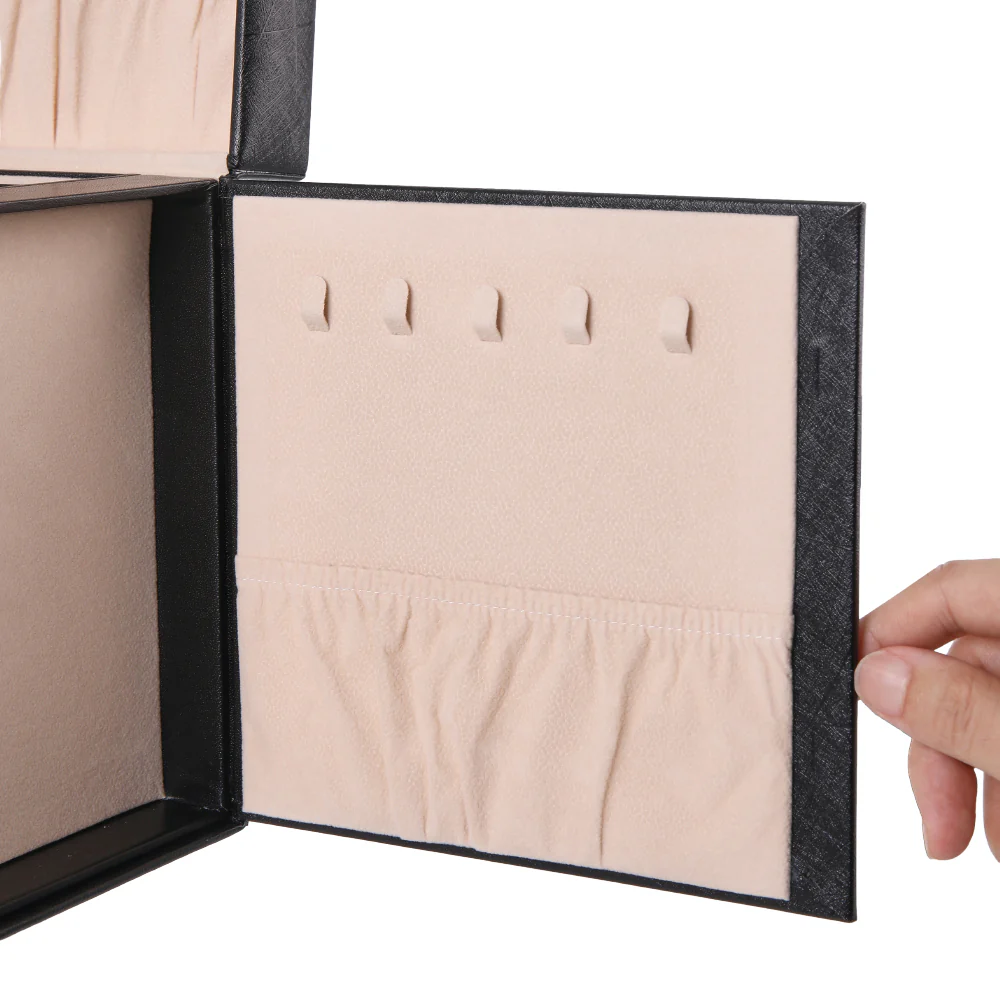 Sheonly Large Multi Tier Faux Leather Jewellery Storage Box with Handle - Image 9