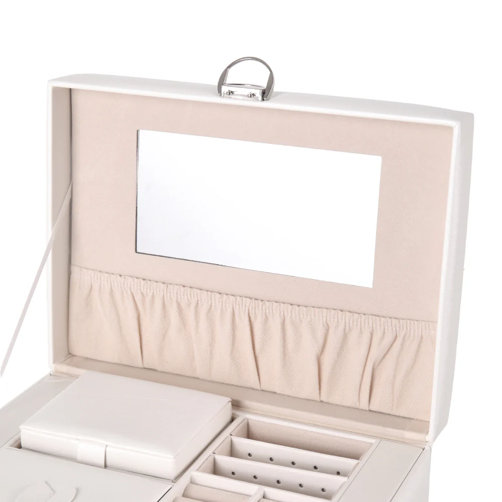 Sheonly Large Multi Tier Faux Leather Jewellery Storage Box with Handle - Image 8