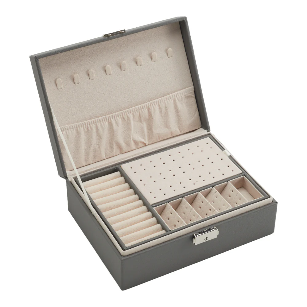 Sheonly Lockable Double Tier Faux Leather Jewellery Organizer - Image 5