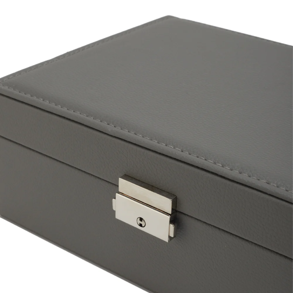 Sheonly Lockable Double Tier Faux Leather Jewellery Organizer - Image 8