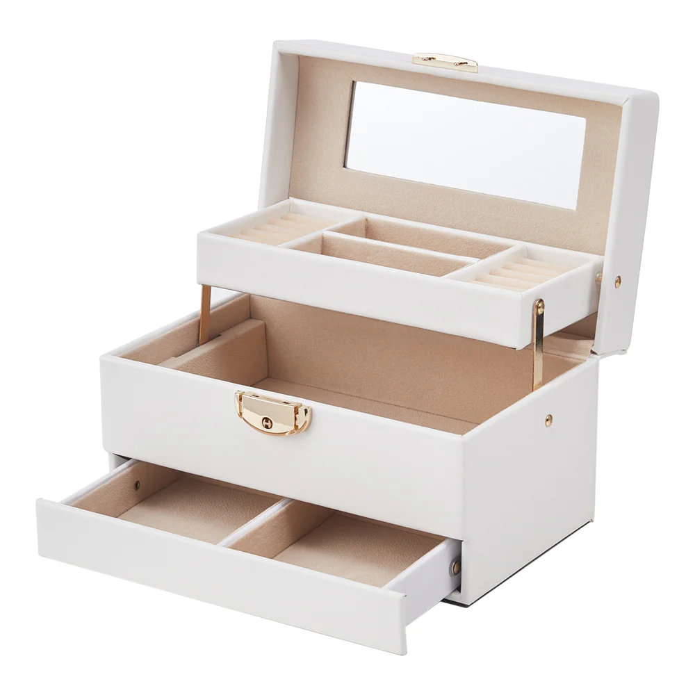Sheonly Lockable Jewellery Storage Box with Drawer - Image 5