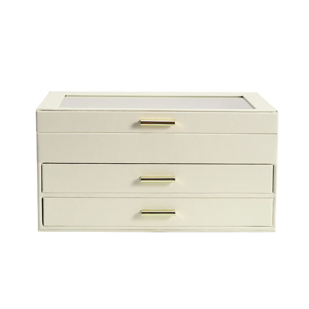 Sheonly PU Leather 3-Tier Jewellery Box Organizer with Drawers - Image 2