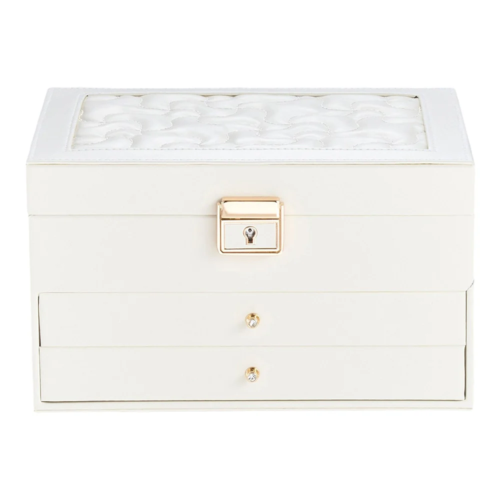 Sheonly PU Leather Jewellery Box with Mechanism Key Lock - Image 3